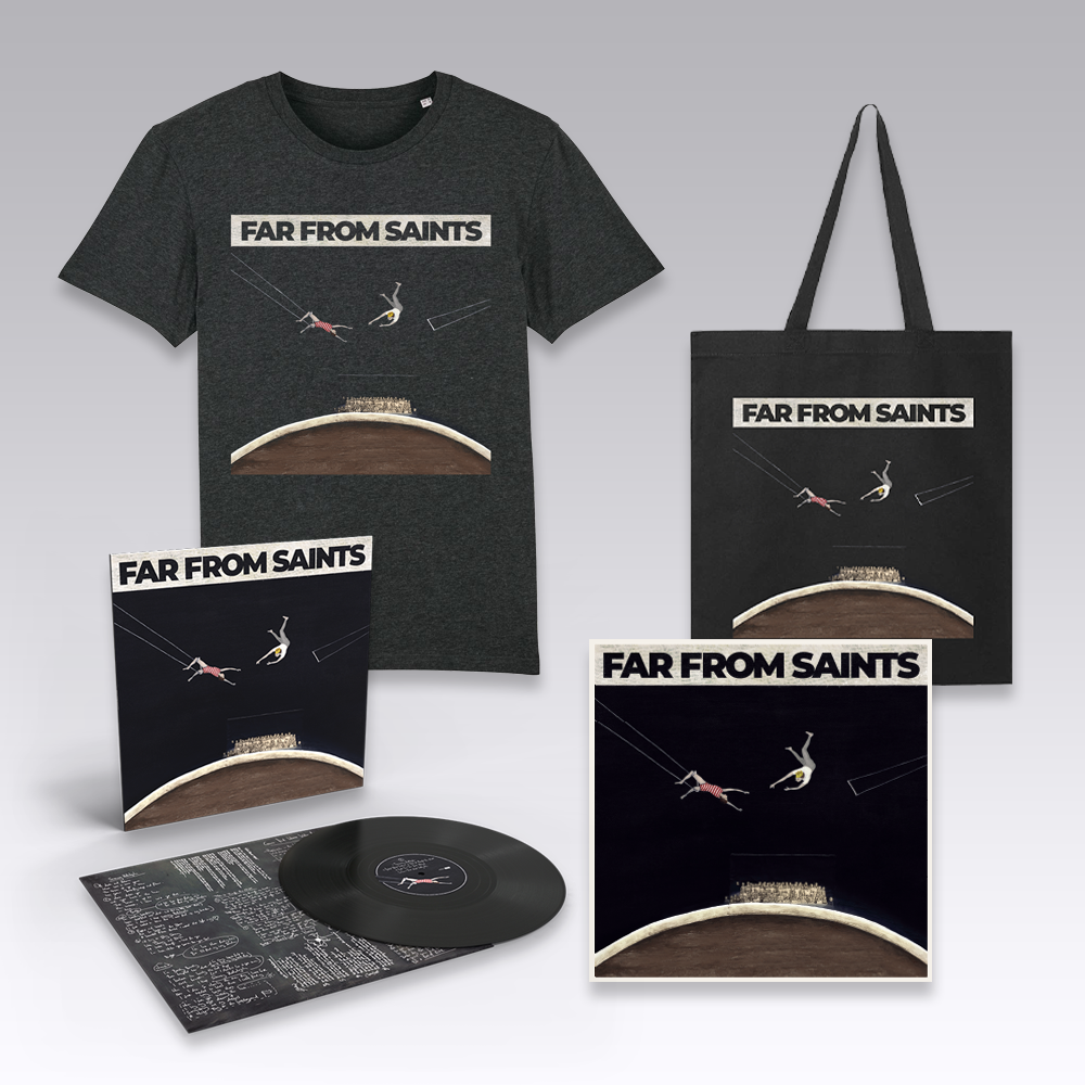 Far From Saints - CD or LP +  Album Cover T-Shirt + Tote + Art Print